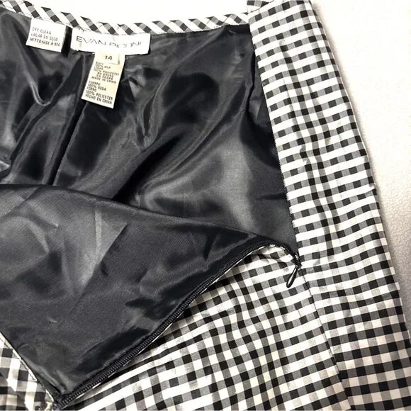 Evan-Picone Black & White Gingham Checkered Silk Pants Size 14 Womens High-Rise - Picture 4 of 7